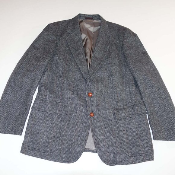 Christopher Brooks Men's Tweed Herringbone Sport Coat Size 42 Regular Gray 42R - Picture 1 of 8